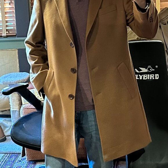 Charles Tyrwhitt LIght Camel Wool Overcoat - Picture 8 of 14